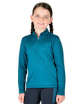 Legion Blue coloured Dublin Childrens Autumn Sally Long Sleeve Riding Top on white background #colour_legion-blue