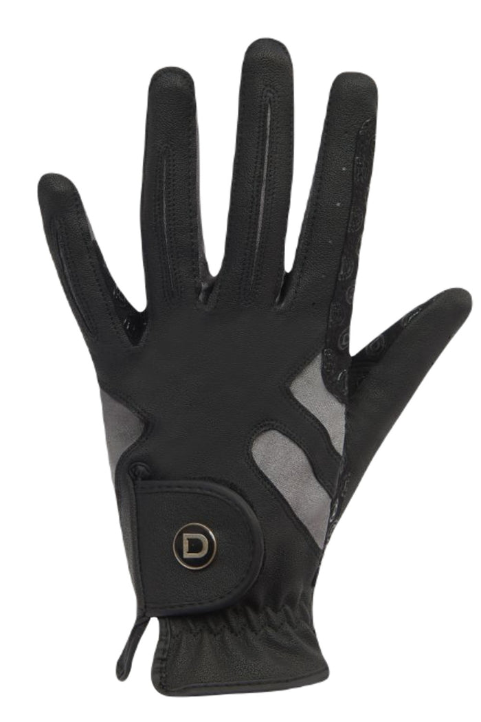 Dublin Cool-It Gel Riding Gloves In Black/Grey Front #colour_black-grey
