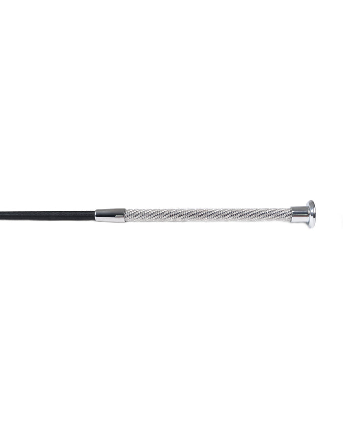 Black Coloured Dublin Crystal Handle Dressage Whip ll on white background #colour_black
