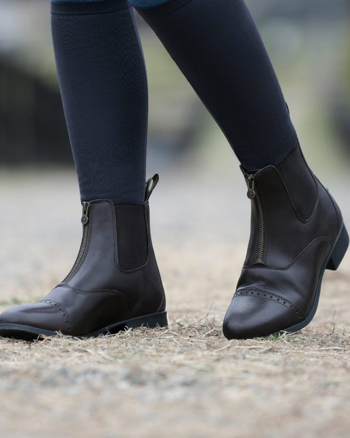 Brown Coloured Dublin Foundation Zip Paddock Boots II on street background #colour_brown