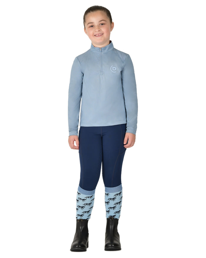 Blue Fog coloured Dublin Kids Breathable Long Sleeve Riding Top on  white background #colour_blue-fog
