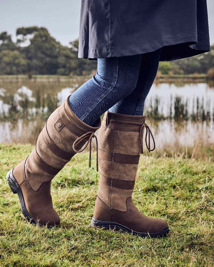 Chocolate Coloured Dublin River Boots IV on grass background #colour_chocolate