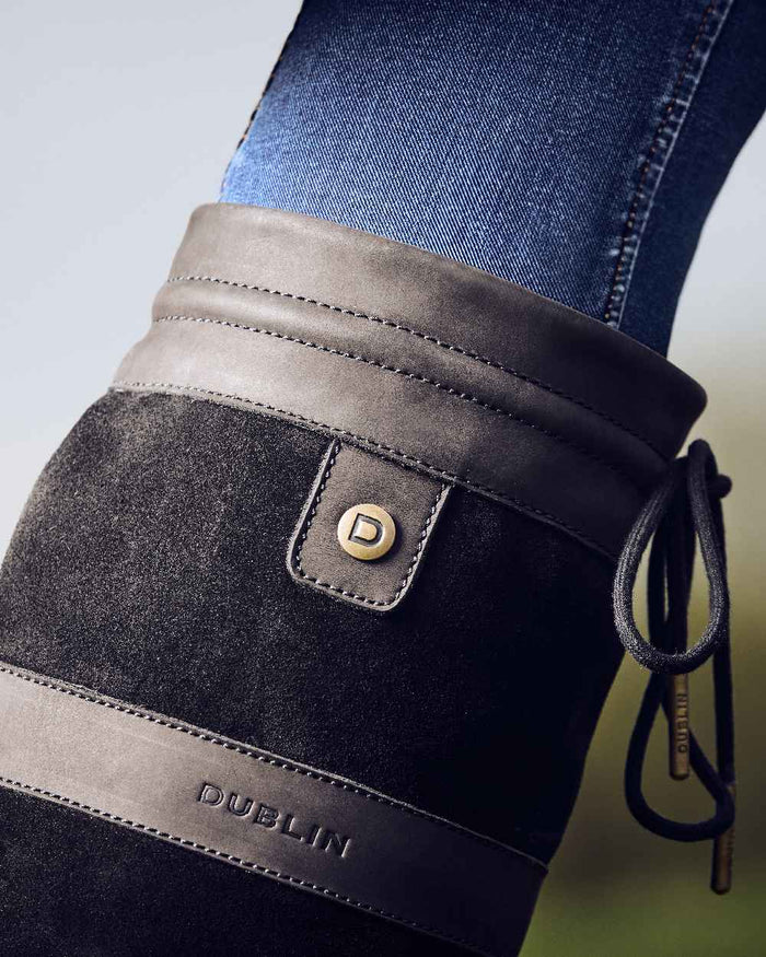 Black Coloured Dublin River Boots IV on sky background #colour_black