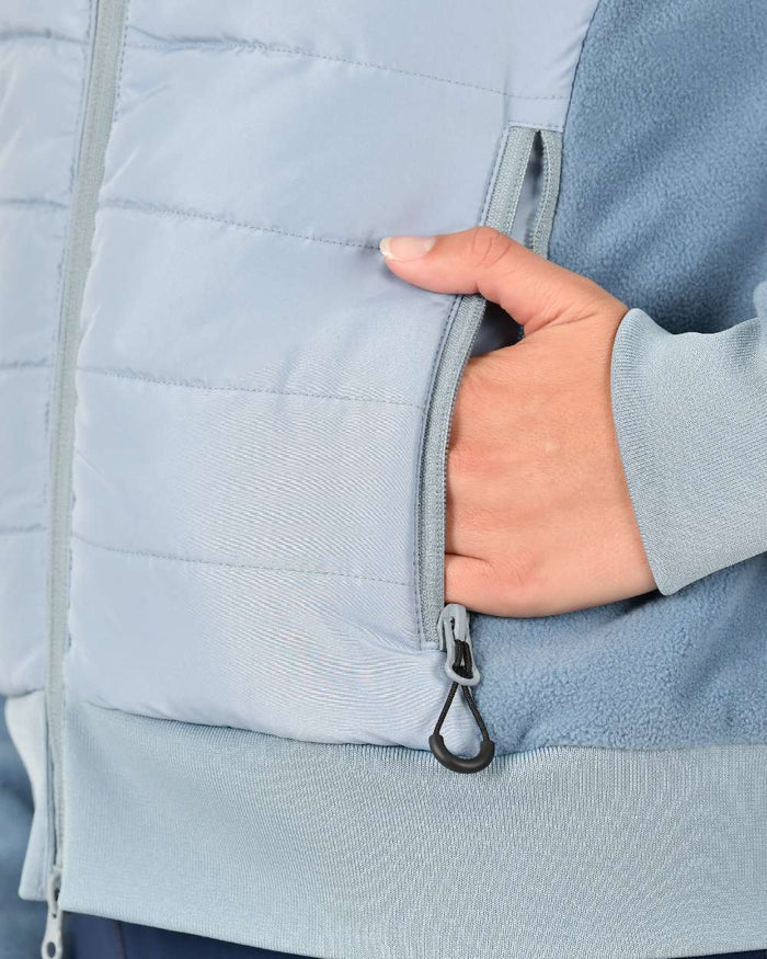 Blue Fog coloured Dublin Womens Insulated Hybrid Jacket on white background #colour_blue-fog