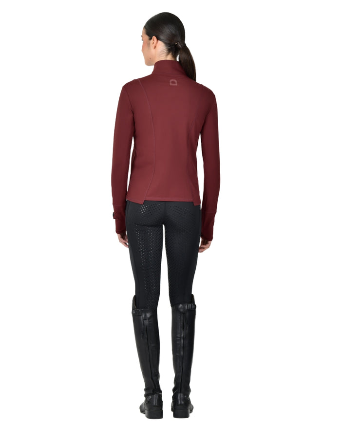 Cabernet coloured Dublin Womens Versatile Fitted Zip Through Jacket on white background #colour_cabernet