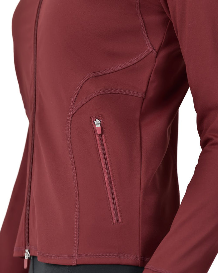 Cabernet coloured Dublin Womens Versatile Fitted Zip Through Jacket on white background #colour_cabernet