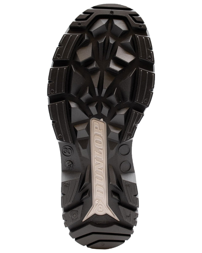 Burgundy Grey Black coloured Dunlop Childrens Blizzard Wellingtons on white background #colour_burgundy-grey-black