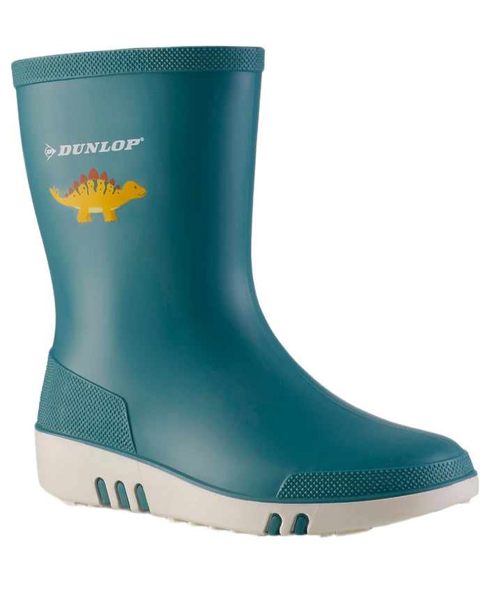 Blue White coloured Dunlop Childrens Mini Wellingtons on white background #colour_blue-white