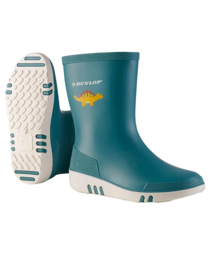 Blue White coloured Dunlop Childrens Mini Wellingtons on white background #colour_blue-white
