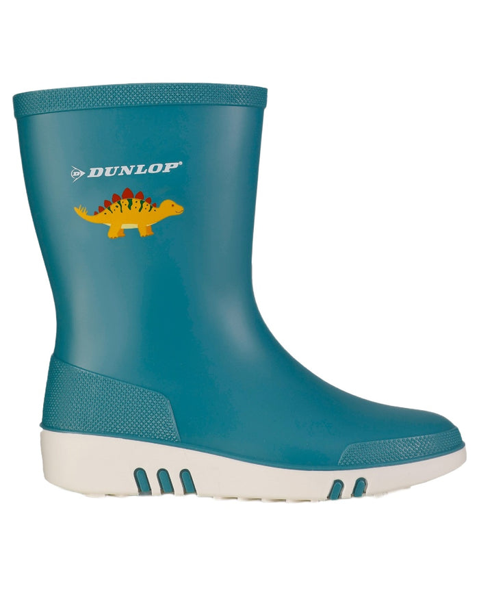 Blue White coloured Dunlop Childrens Mini Wellingtons on white background #colour_blue-white