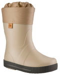 Beige coloured Dunlop Childrens Puddle Jumper Faux Fur Lined Wellingtons on white background #colour_beige