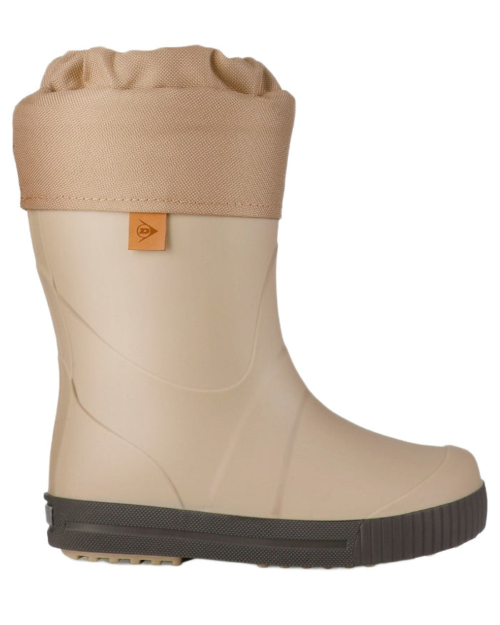 Beige coloured Dunlop Childrens Puddle Jumper Faux Fur Lined Wellingtons on white background #colour_beige
