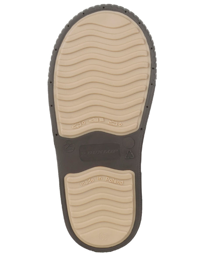 Beige coloured Dunlop Childrens Puddle Jumper Faux Fur Lined Wellingtons on white background #colour_beige