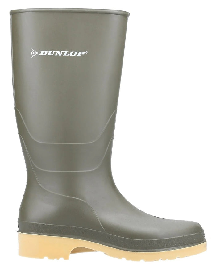 Green coloured Dunlop Dulls Children's Wellington Boots on white background #colour_green