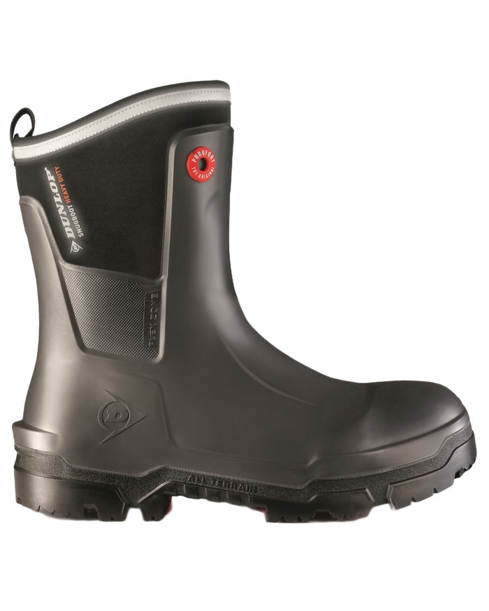 Charcoal coloured Dunlop Mens Snugboot Heavy Duty Calf Full Safety Wellingtons on white background #colour_charcoal