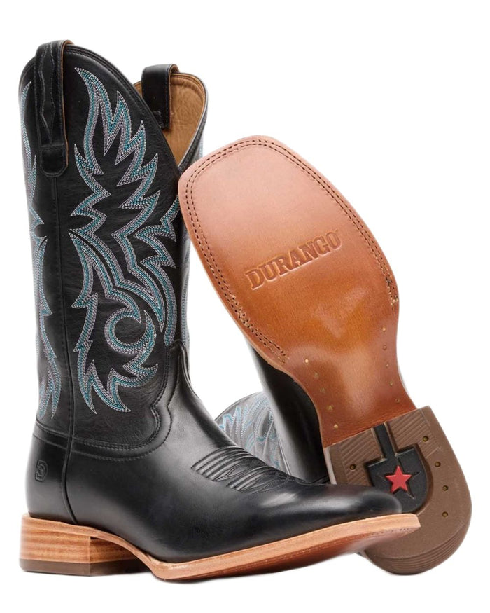 Black coloured Durango Mens Arena Pro Elite Western Boots on white background #colour_black