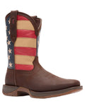 Brown Union Flag coloured Durango Mens Rebel Patriotic Pull-On Western Flag Boots on white background #colour_brown-union-flag