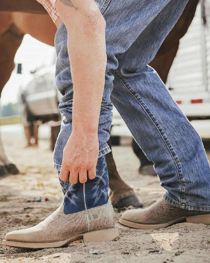 Buffalo Tan Fog Coloured Durango Mens Rebel Pro Lite Western Boots on Outdoor Background
#colour_buffalo-tan-fog