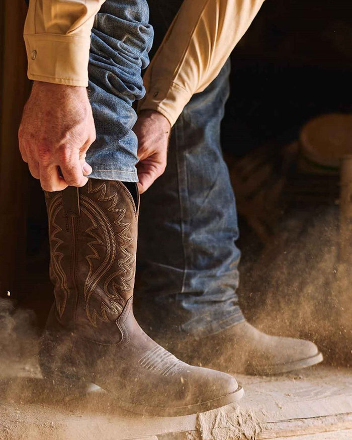 Frontier Brown coloured Durango Mens DDB0485 Shyloh Western Boots on outdoor background #colour_frontier-brown