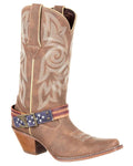 Brown Khaki coloured Durango Womens Crush Flag Western Boots on white background #colour_brown-khaki
