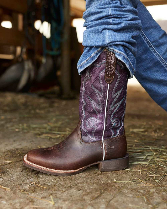 Oilded Brown Plum Coloured Durango Womens DRD0377 Lady Rebel Pro Western Boots on Outdoor Background
#colour_oilded-brown-plum