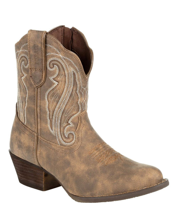 Driftwood coloured Durango Crush Shortie Boots on white background #colour_driftwood