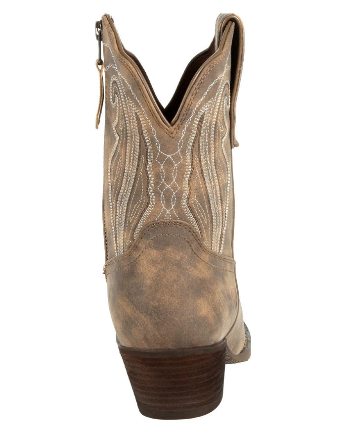 Driftwood coloured Durango Crush Shortie Boots on white background #colour_driftwood