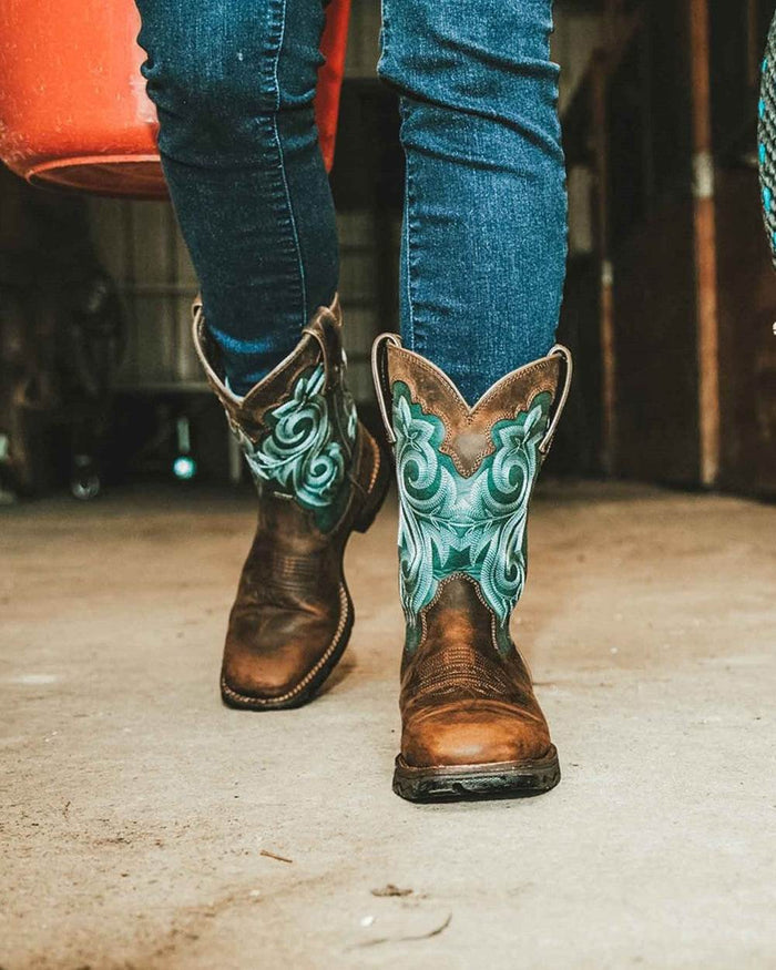 Brown Evergreen Coloured Durango Rebel Waterproof Western Boots on Outdoor Background
#colour_brown-evergreen