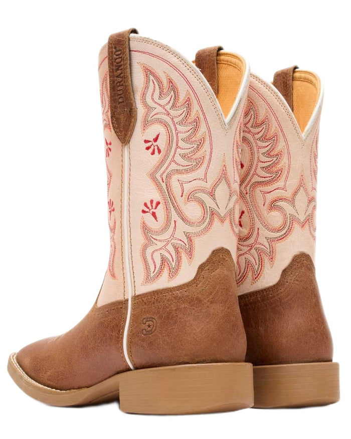 Honey Tan Metallic Peach coloured Durango Womens Shyloh Western Boots on white background #colour_honey-tan-metallic-peach