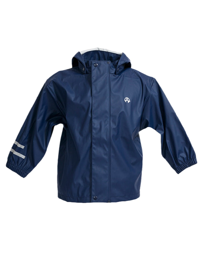 Navy Coloured Elka Childrens Rain Set on white background #colour_navy
