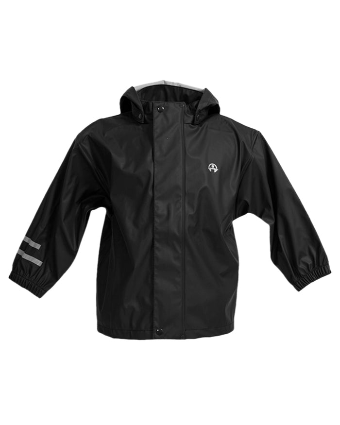 Black Coloured Elka Childrens Rain Set on white background #colour_black