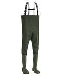 Olive Coloured Elka Childrens Waders on white background #colour_olive