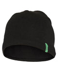 Black Coloured Elka Knitted Beanie/ Hat on white background #colour_black