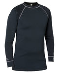 Black Coloured Elka Mens Crew Neck Thermal Base Layer on white background #colour_black