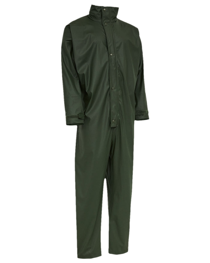 Olive Coloured Elka Mens Dry Zone PU Hooded Jumpsuit on white background #colour_olive