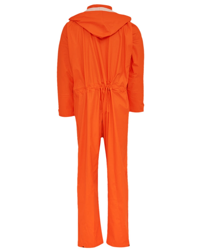 Orange Coloured Elka Mens Dry Zone PU Hooded Jumpsuit on white background #colour_orange