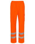 Fluorescent Orange Coloured Elka Mens Dry Zone Visible Waist Trousers With Pockets on white background #colour_fluorescent-orange