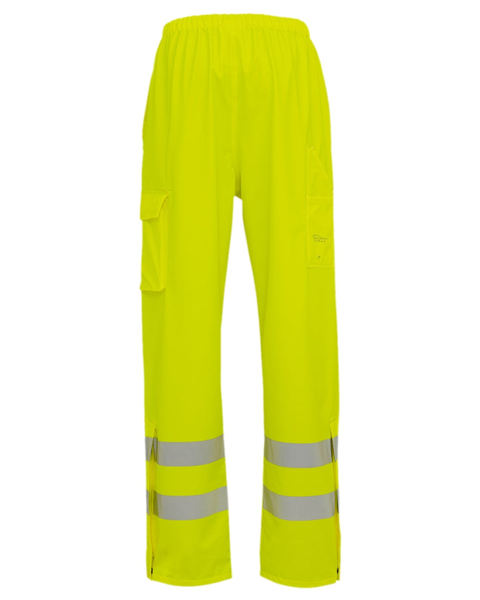 Fluorescent Yellow Coloured Elka Mens Dry Zone Visible Waist Trousers With Pockets on white background #colour_fluorescent-yellow