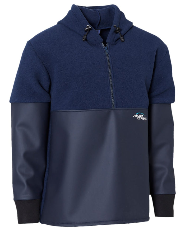 Navy Coloured Elka Mens Fishing Xtreme Anorak Fleece on white background #colour_navy
