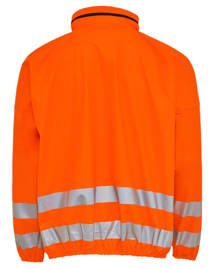 Fluorescent Orange Coloured Elka Mens PU Visible Rain Jacket on white background #colour_fluorescent-orange