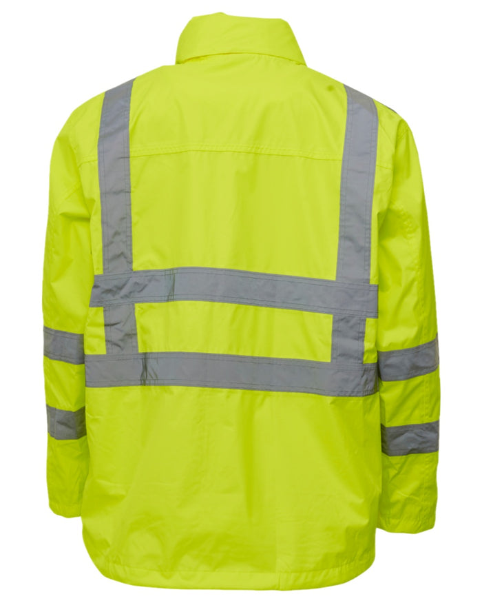 Fluorescent Yellow Coloured Elka Mens Visible Xtreme Rain Jacket on white background #colour_fluorescent-yellow