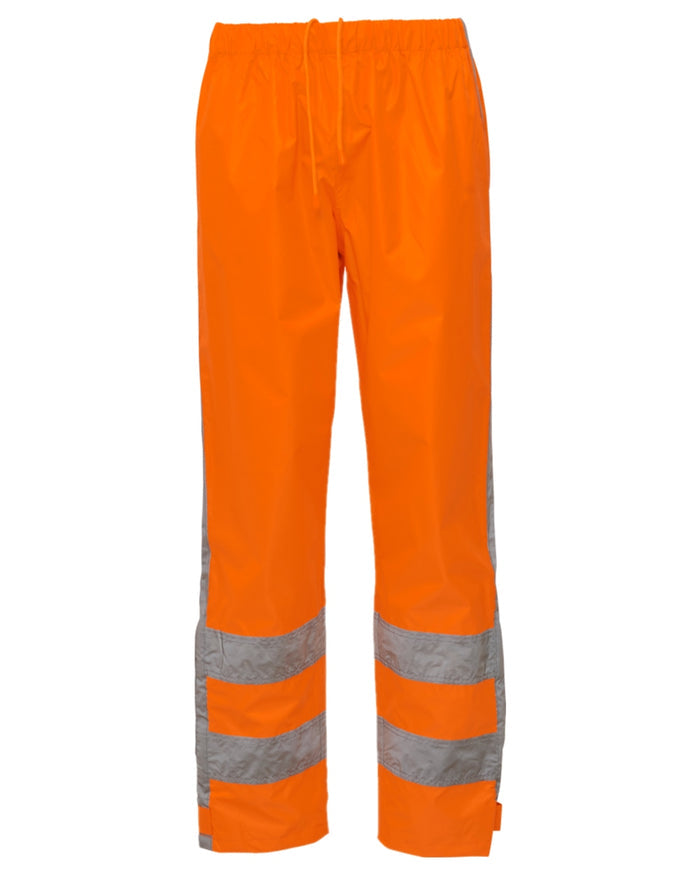 Fluorescent Orange Coloured Elka Mens Visible Xtreme Rain Trousers With Reflective Tape on white background #colour_fluorescent-orange