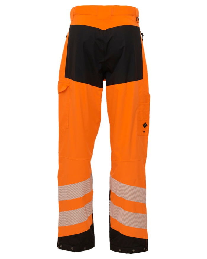 Fluorescent Orange Black Coloured Elka Mens Visible Xtreme Stretch Waist Trousers on white background #colour_fluorescent-orange-black