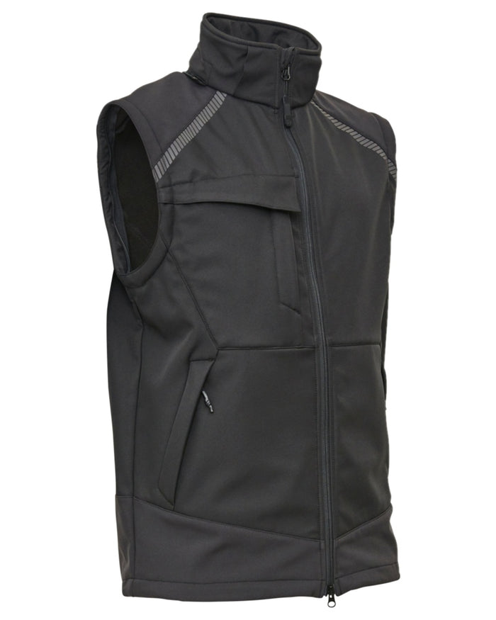 Black Coloured Elka Mens Working Xtreme Softshell Jacket With Detachable Sleeves on white background #colour_black