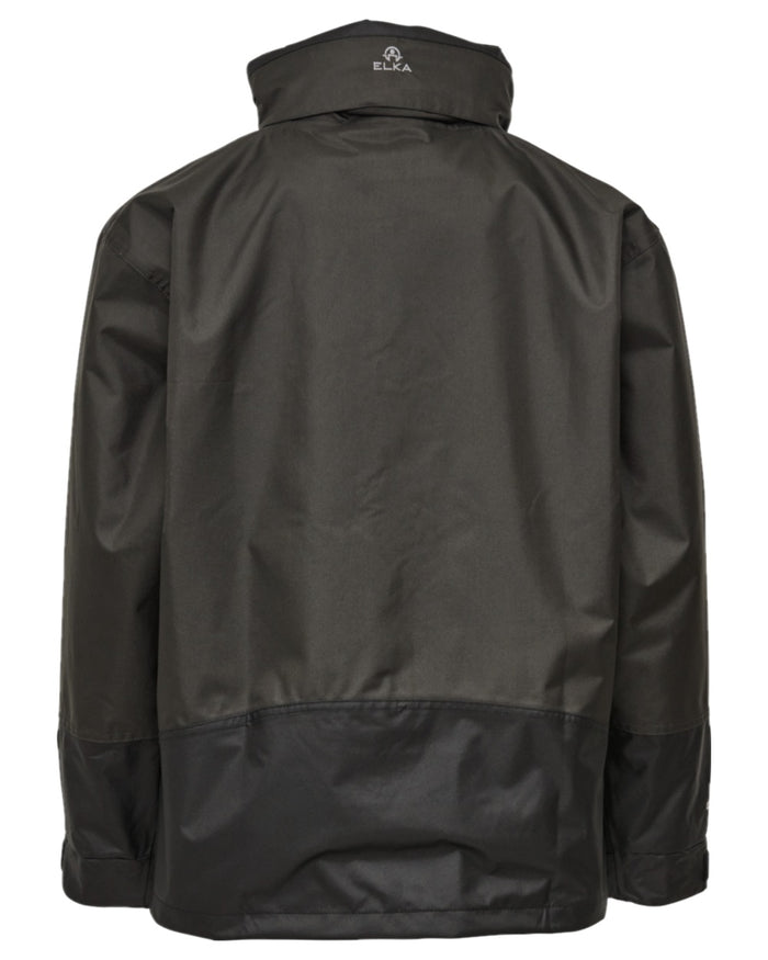 Grey Black Coloured Elka Mens Working Xtreme Rain Jacket With A 2-Way Zipper on white background #colour_grey-black
