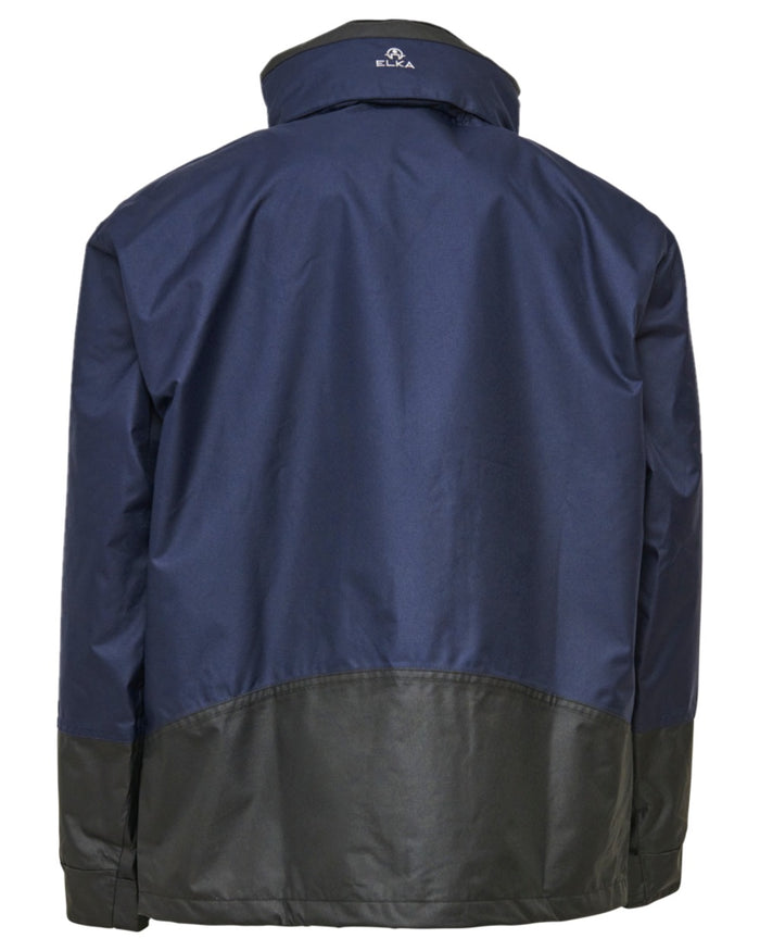 Navy Black Coloured Elka Mens Working Xtreme Rain Jacket With A 2-Way Zipper on white background #colour_navy-black