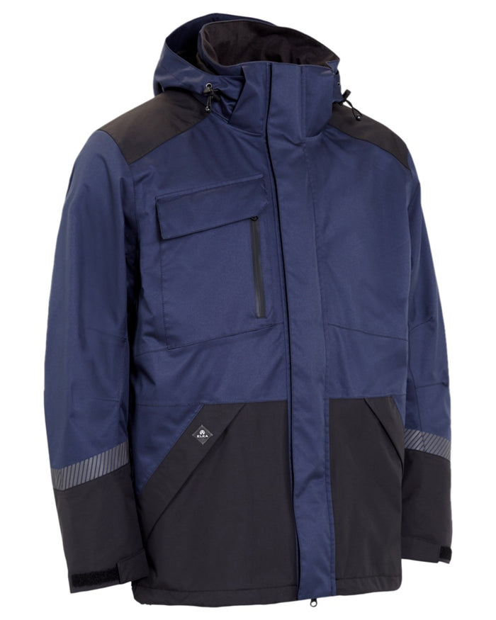 Navy Black Coloured Elka Mens Working Xtreme Stretch Jacket on white background #colour_navy-black