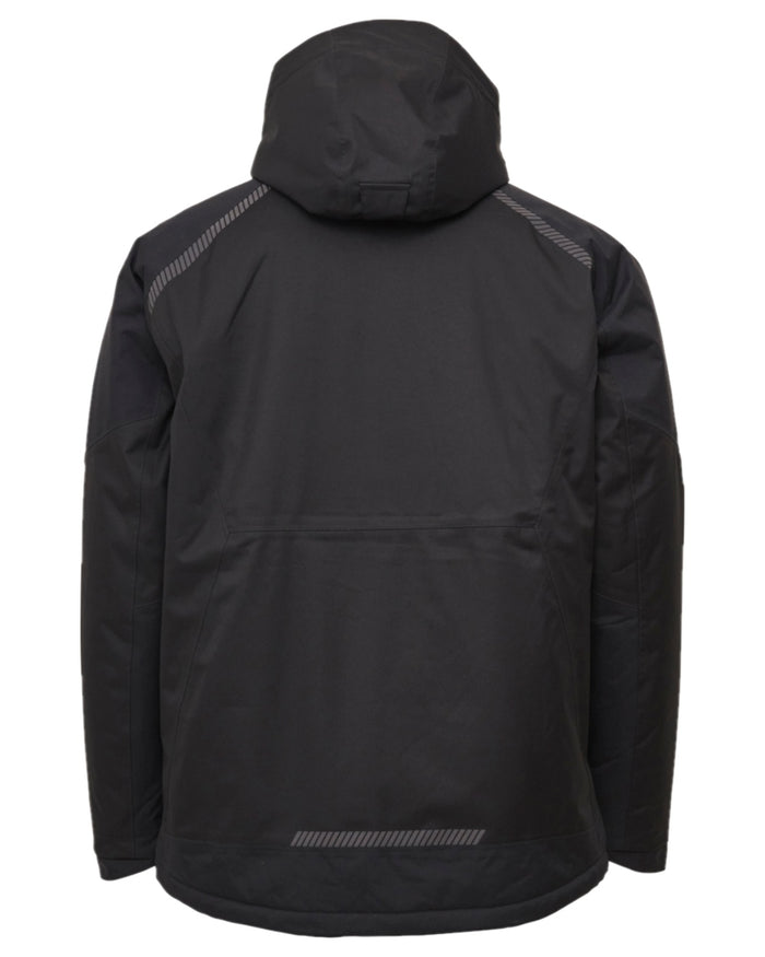 Black Coloured Elka Mens Working Xtreme Stretch Winter Jacket on white background #colour_black