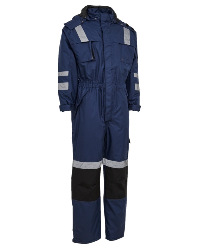 Blue Black Coloured Elka Mens Working Xtreme Winter Thermal Coverall on white background #colour_blue-black