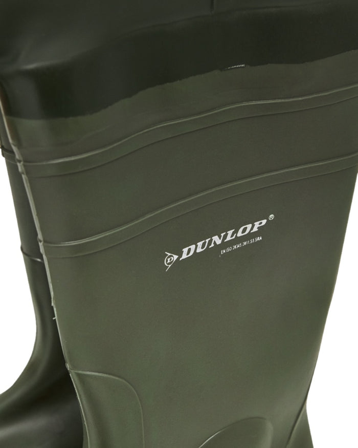 Olive Coloured Elka Safety Waders Long Wellingtons on white background #colour_olive